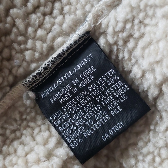 Dusty blue shearling faux leather parka size medium with toggles hooded medium - Picture 10 of 11